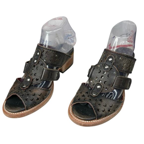 NWOT Freebird By Steven Women’s Moonstar Brown Distressed Leather Sandal Size 7 - Picture 6 of 12